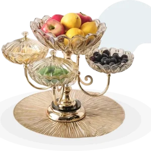 Crystal Glass Fruit Tray with Cover