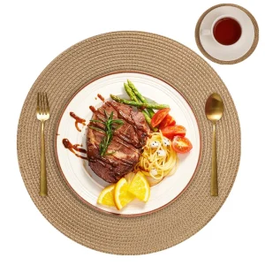 Set of 6 Round Braided Placemats Dining Tables