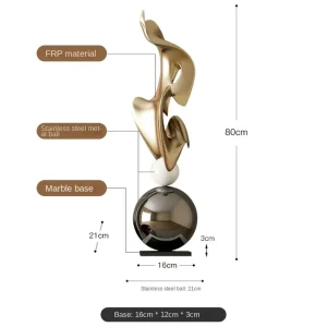 Modern Light Luxury HomeDecor Electroplated Geometric Statue Large Size Resin Crafts Living Room Entrance Decoration Accessories