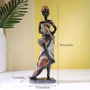 NORTHEUINS Resin Vintage African Crafts Ornament Black Women Art Sculpture Home Living Room Desktop Decor Figurines for Interior